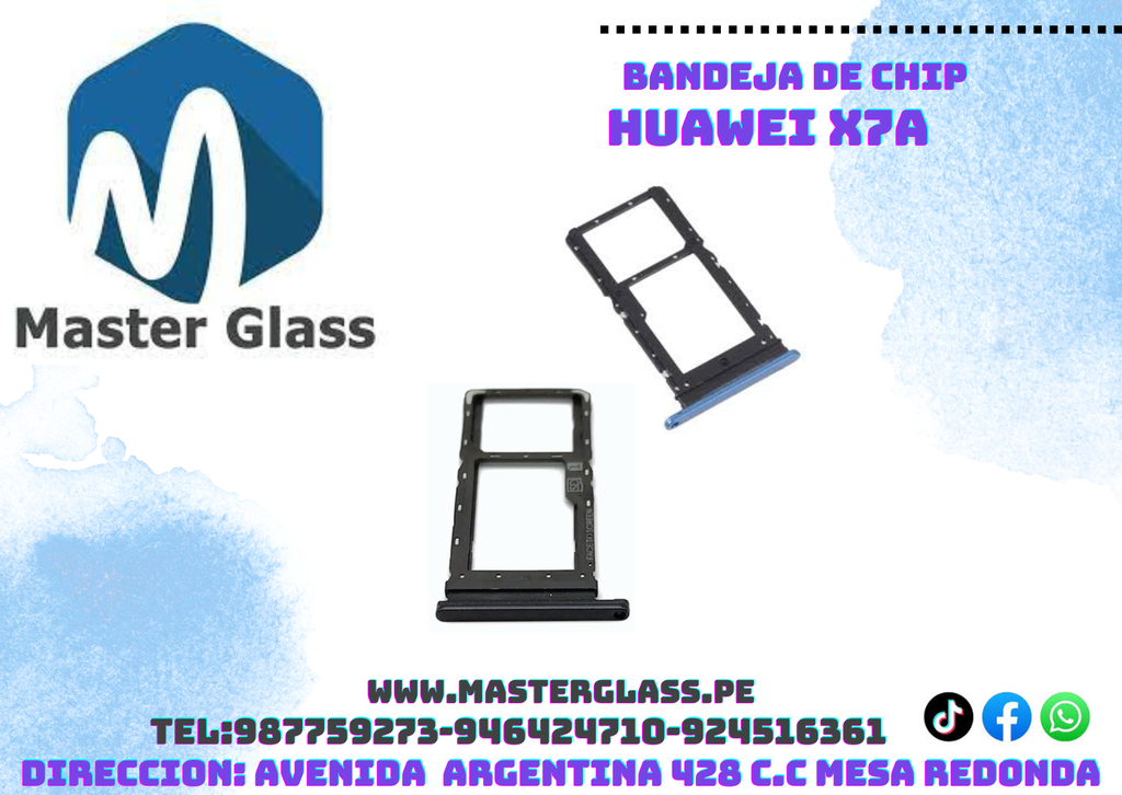 Bandeja de sim Huawei Honor X7A / X7 (Negro, Original)