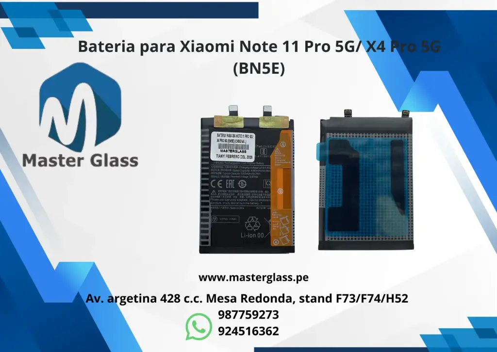 Bateria para Xiaomi Note 11 Pro 5G/ X4 Pro 5G (BN5E)