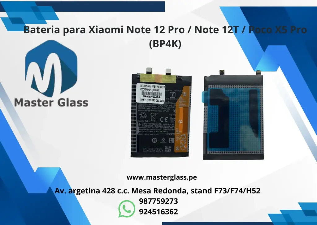 Bateria para Xiaomi Note 12 Pro / Note 12T / Poco X5 Pro (BP4K)