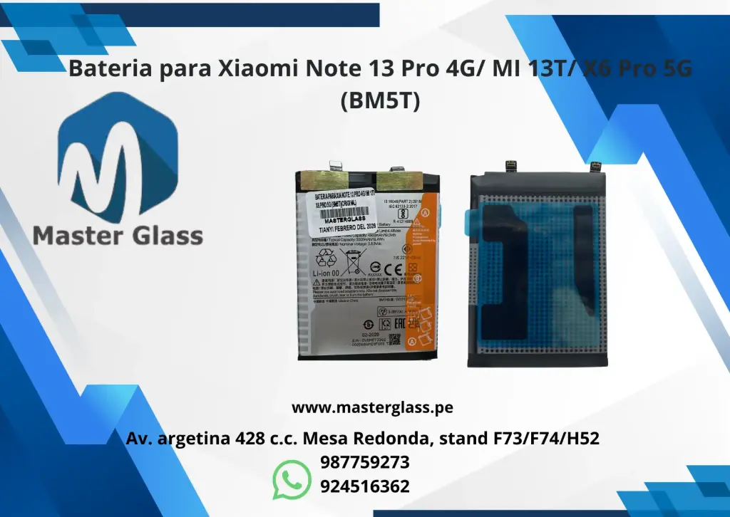 Bateria para Xiaomi Note 13 Pro 4G/ MI 13T/ X6 Pro 5G (BM5T)