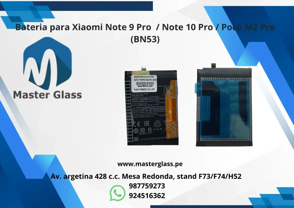 Bateria para Xiaomi Note 9 Pro / Note 9S / Note 10 Pro / Poco M2 Pro (BN53)