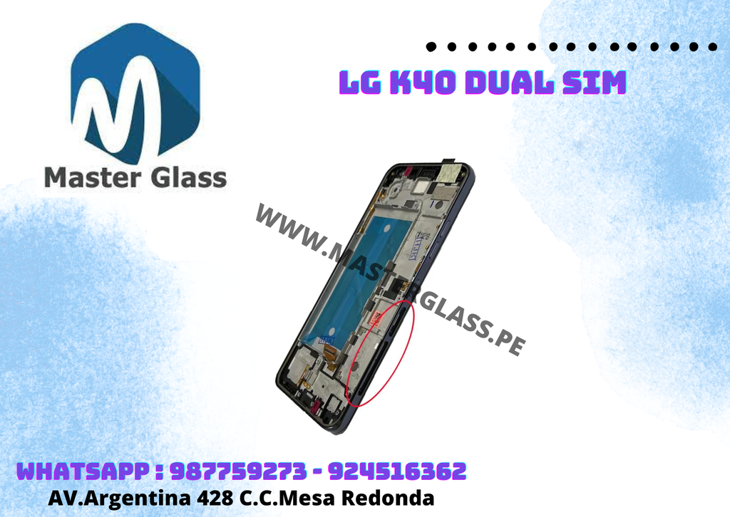 Marco Base Frame de LCD LG K40 dual sim