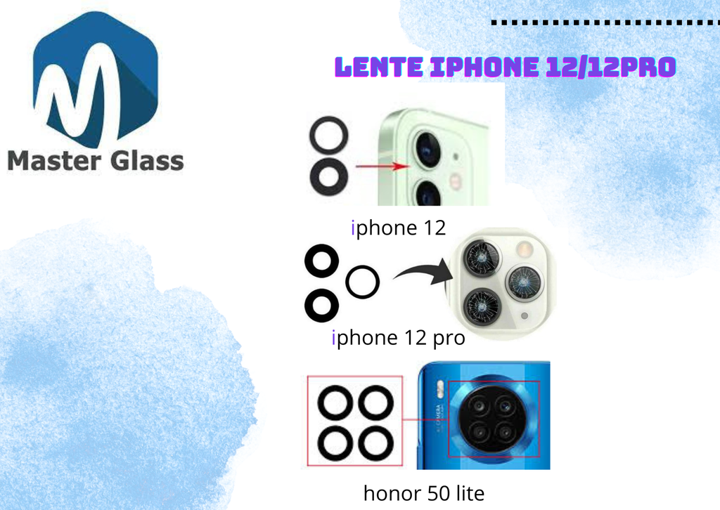 Lente de Camara Iphone 12 / 12 Pro / Honor 50 Lite