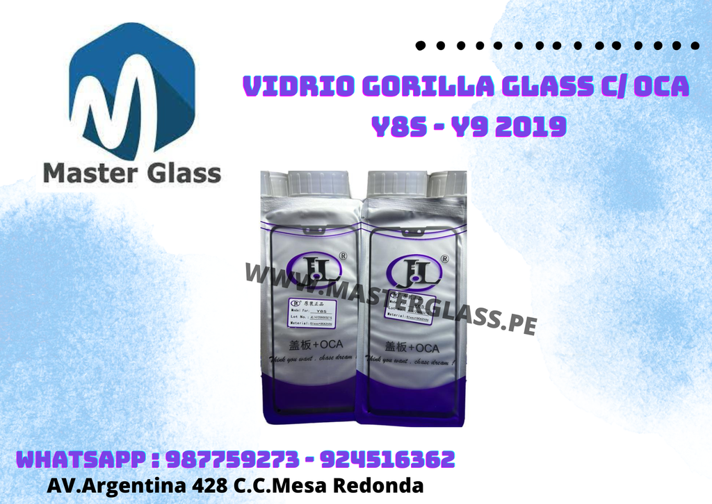 Vidrio Gorilla Glass C/ Oca Huawei Y9 2019 / Y8S