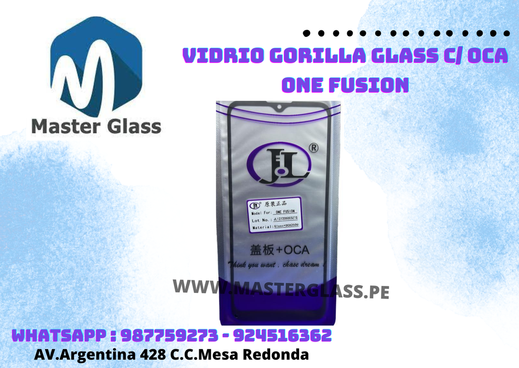 Vidrio Gorilla Glass C/Oca Motorola One Fusion