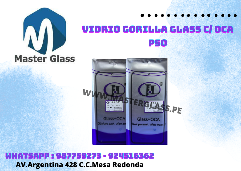 Vidrio Gorilla Glass C/ Oca Huawei P50