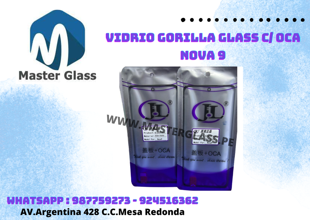 Vidrio Gorilla Glass C/ Oca Huawei Nova 9