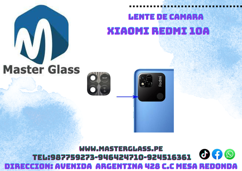 Lente de Cámara Xiaomi Redmi 10A