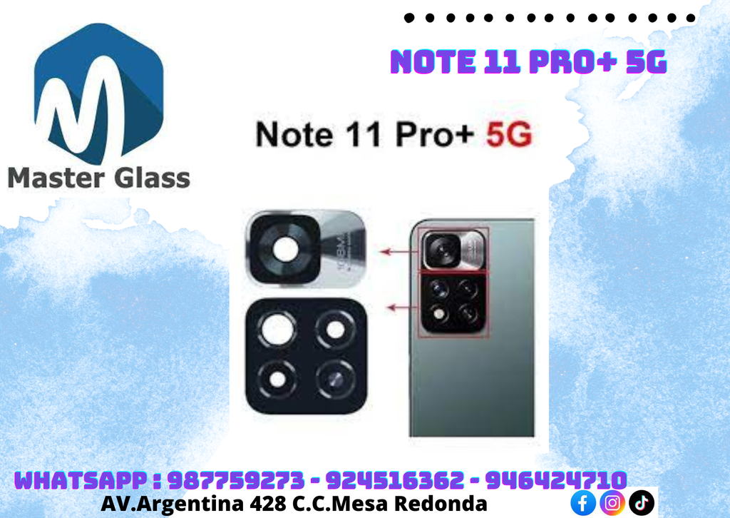 Lente de camara Xiaomi Note 11 Pro Plus 5g (X2)