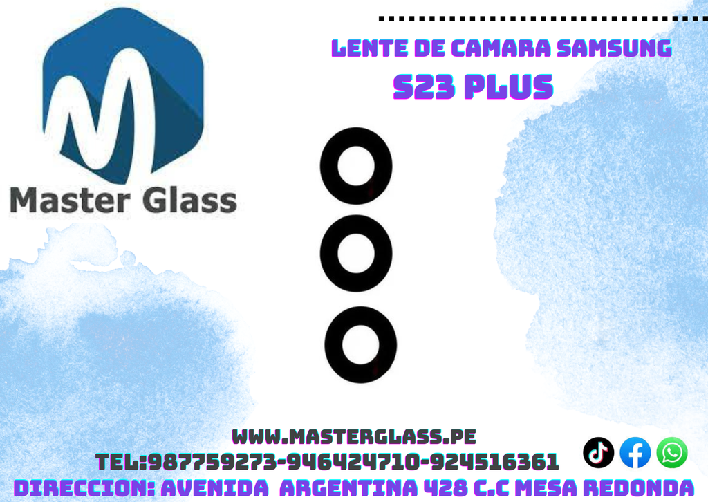 Lente de camara Samsung S23 Plus (x3 unidades)