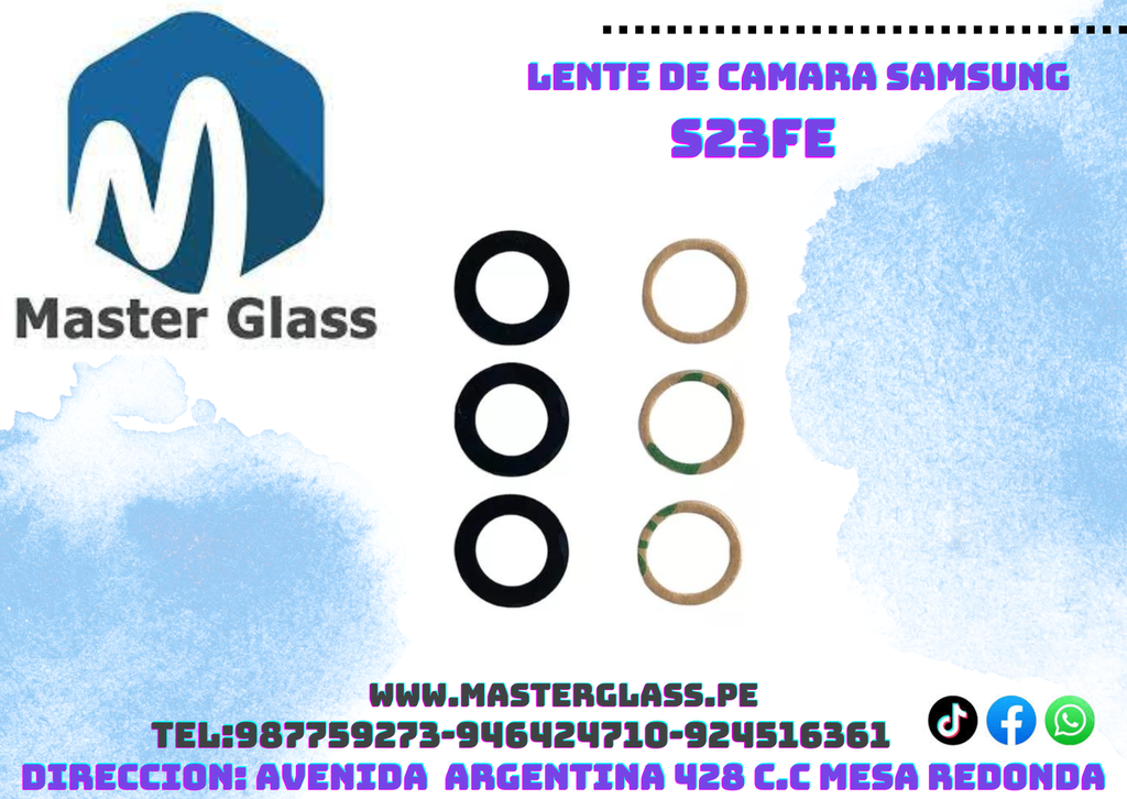 Lente de camara Samsung S23Fe (x3 unidades)