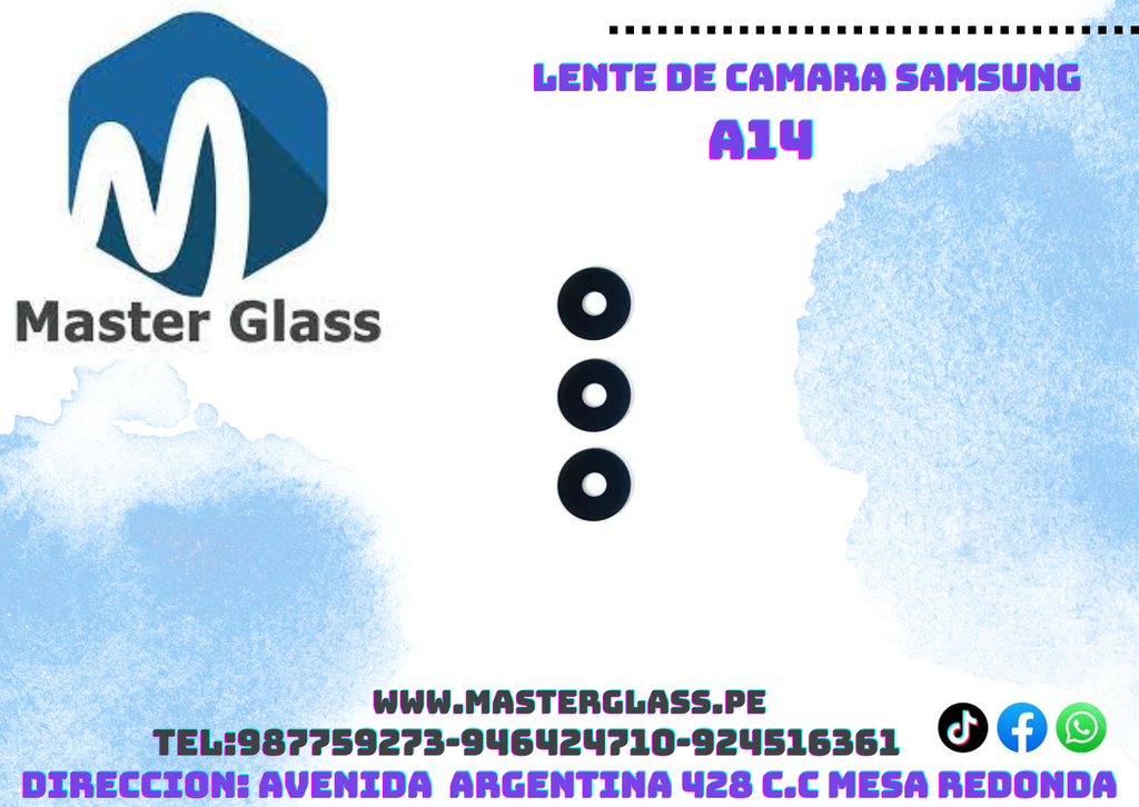 Lente de camara Samsung A14 (x3 unidades)