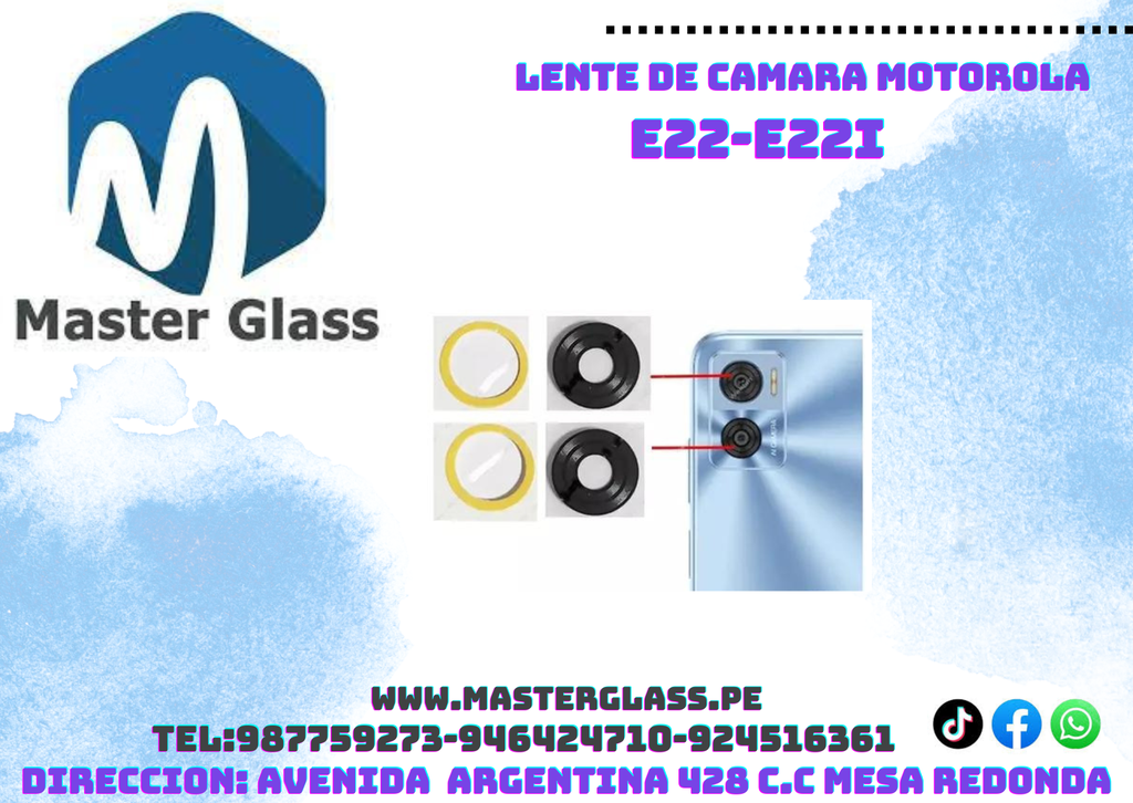 Lente de camara Motorola E22i (X2 unidades)