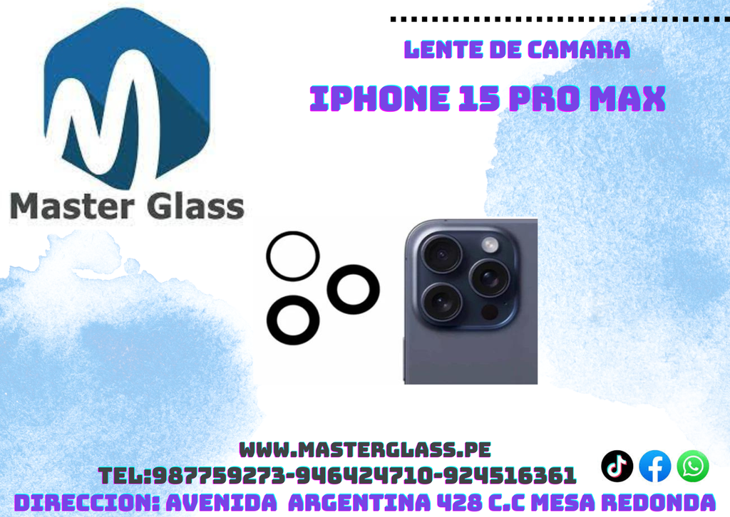 Lente de Cámara Iphone 15 Pro Max (X3)( edge 40 neo)