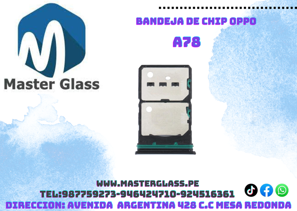Bandeja de sim Oppo A78 (Negro, 4G)