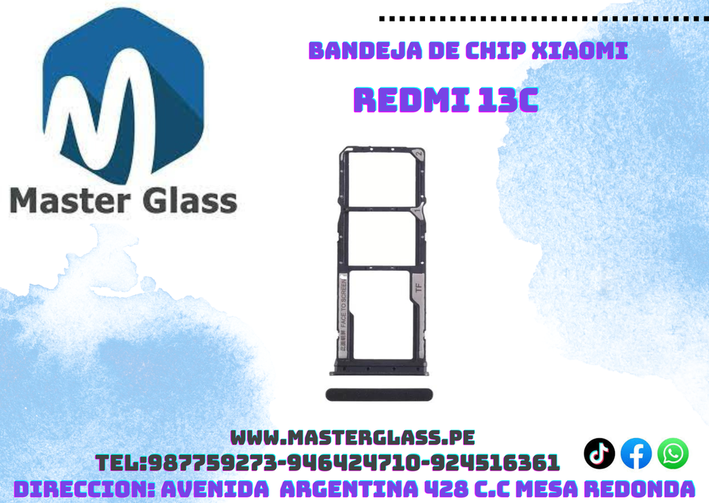 Bandeja de Sim Xiaomi Redmi 13C / Redmi 14C (Negro)