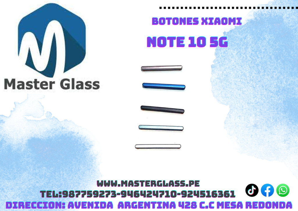 Boton de volumen Xiaomi Note 10 5g / Poco M3 Pro 5g (Negro)