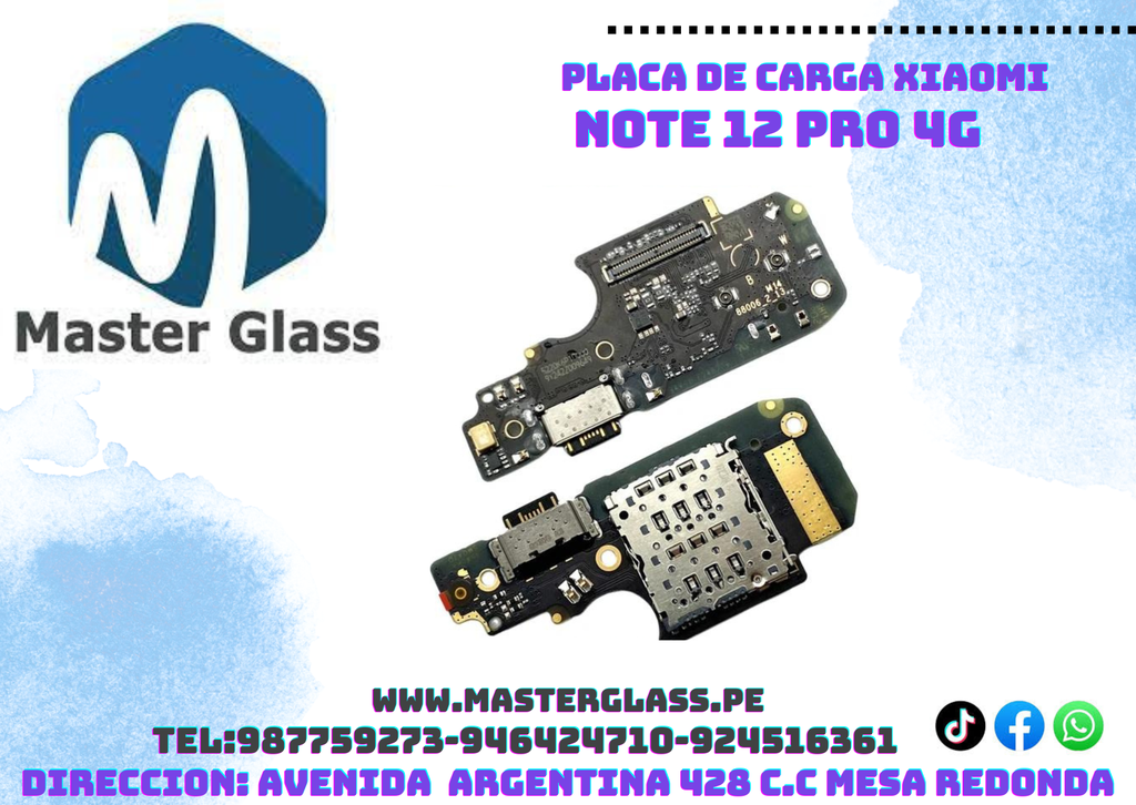 Placa de carga Xiaomi Note 12 Pro 4g