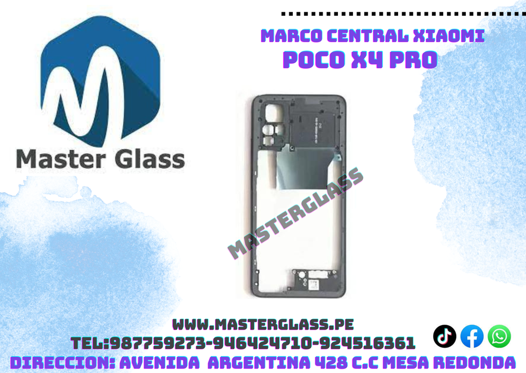 Marco Central Xiaomi Poco X4 Pro/Note 12 Pro 4g/Note 11 Pro (Negro)