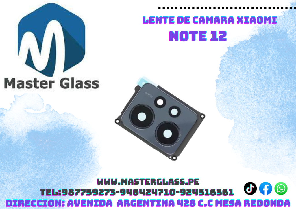 Lente de camara con base Xiaomi Note 12 4g