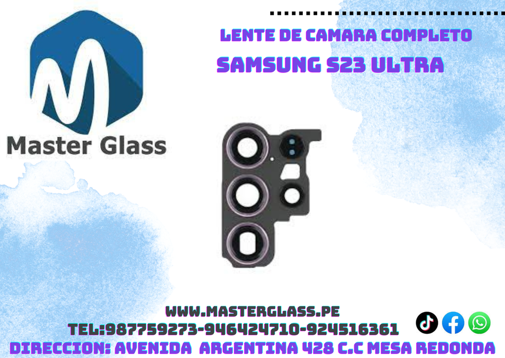 Lente de camara con base Samsung S23 Ultra