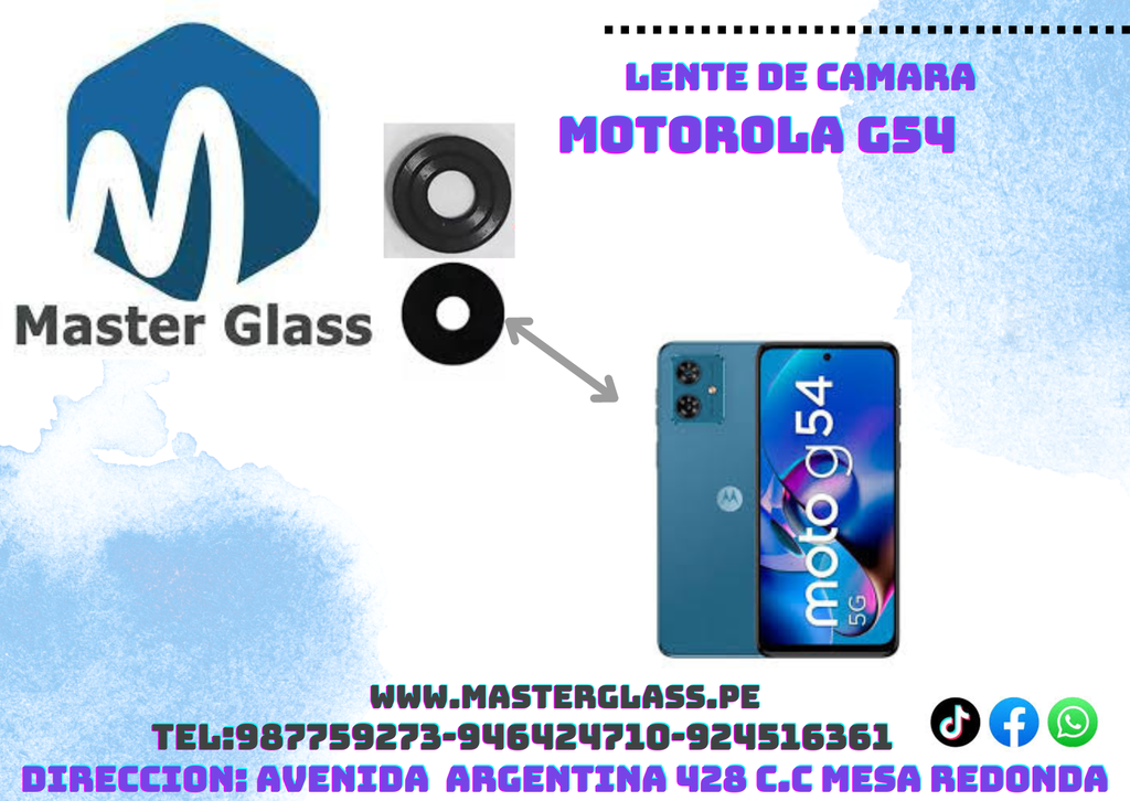 Lente de camara Motorola G54 (x2)Realme C35