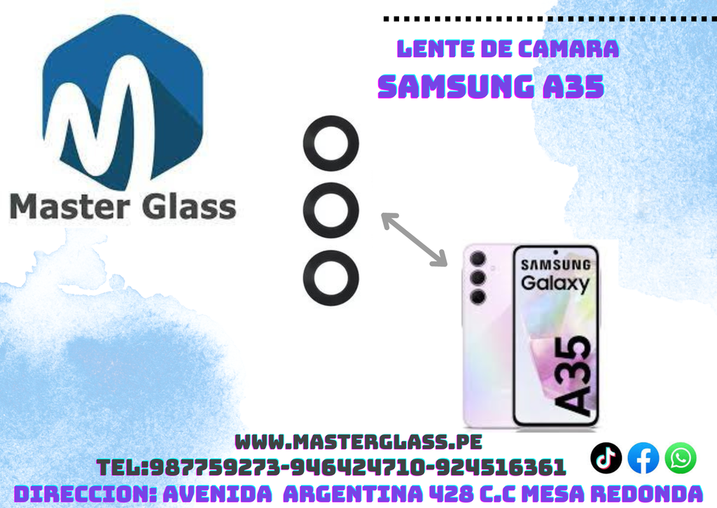 Lente de Camara Samsung A35 (x3)