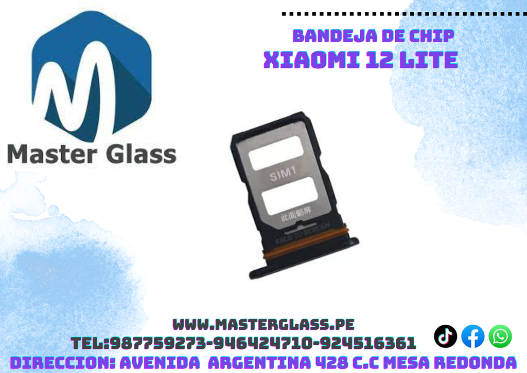 Bandeja de Sim Xiaomi 12 Lite (Negro)