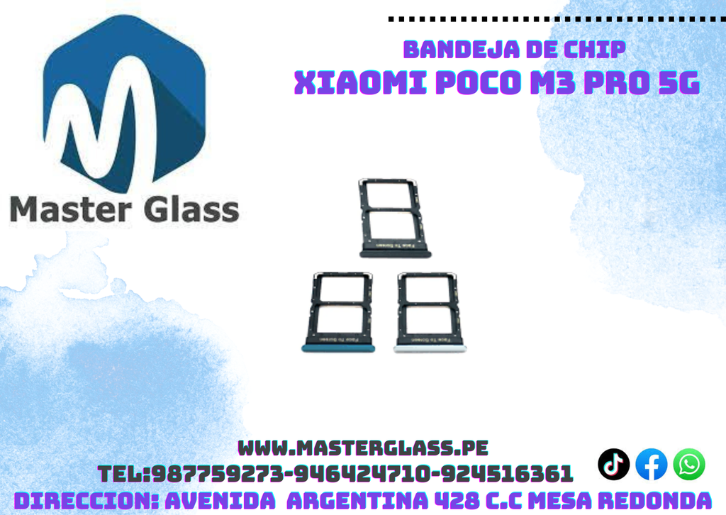Bandeja de Sim para Xiaomi Poco M3 Pro 5g (Celeste)