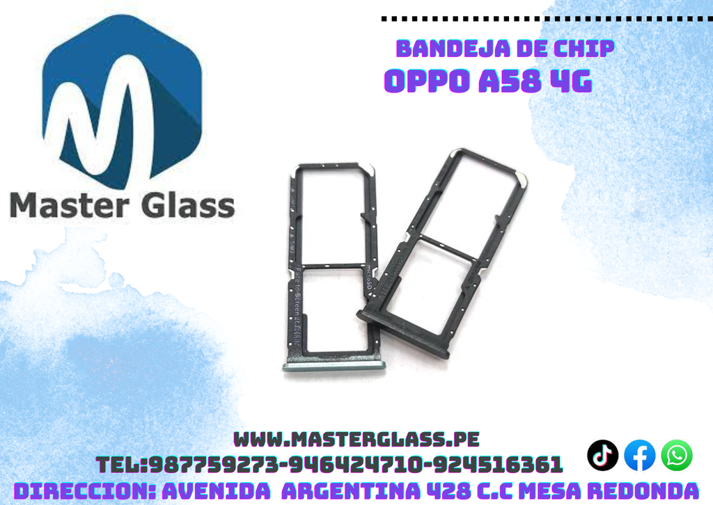 Bandeja de sim Oppo A58 (Negro, 4G)