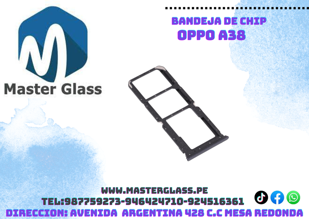 Bandeja de sim Oppo A38 / Oppo A5X / Oppo A5 4G (Negro)