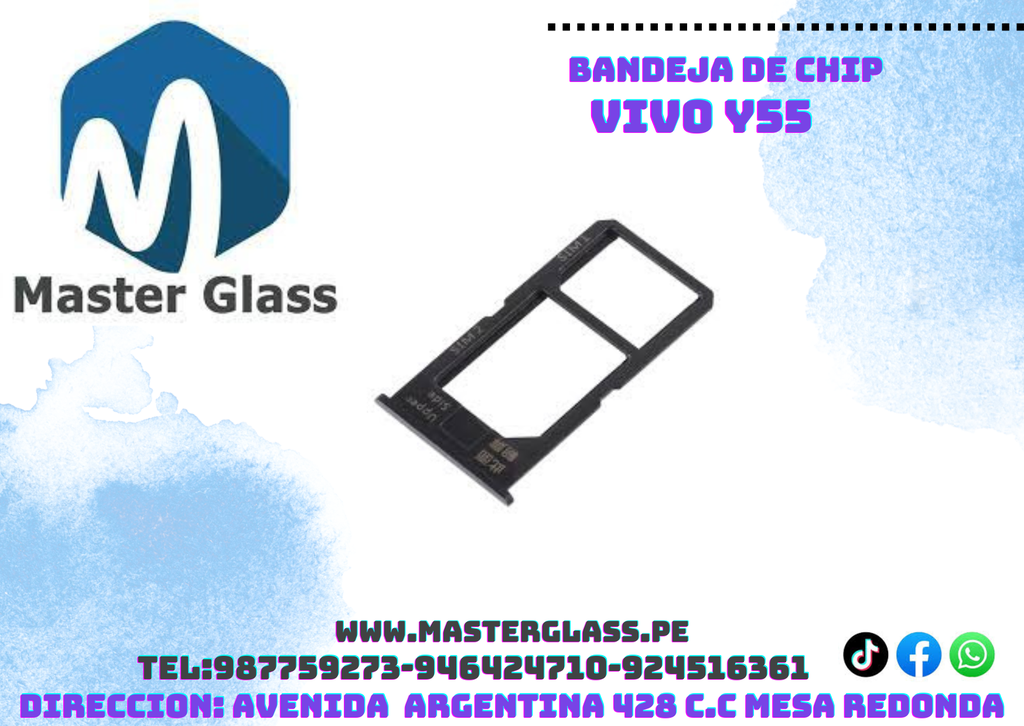 Bandeja de sim Vivo Y55 4g (Negro)