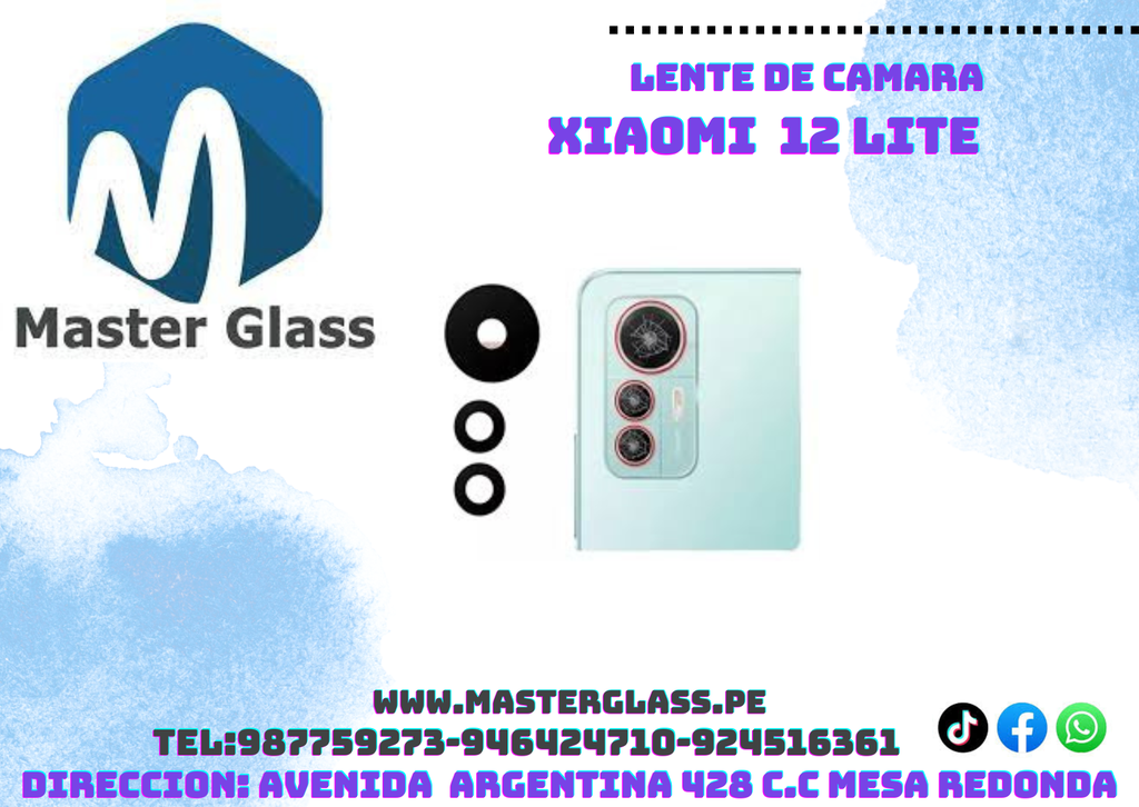 Lente de Cámara Xiaomi 12 Lite (x3)
