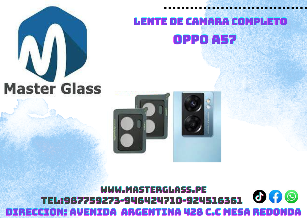 Lente de camara con base Oppo A57 / A77