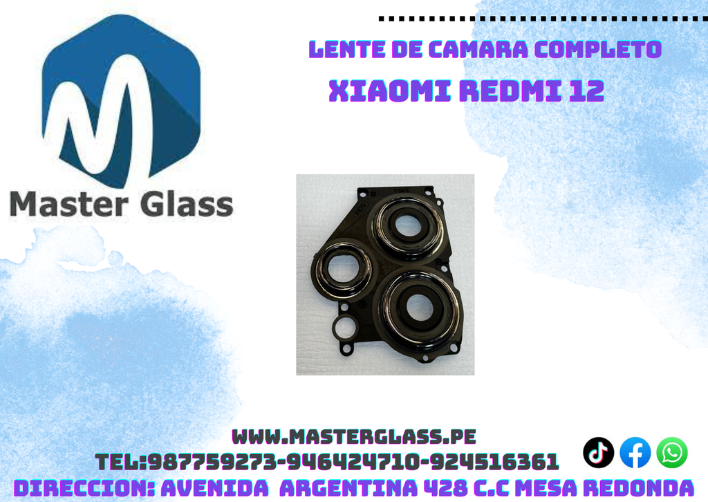 Lente de camara con base Xiaomi Redmi 12