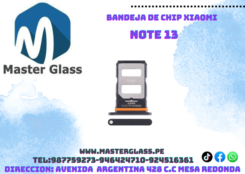 Bandeja de sim Xiaomi Note 13 4g / Note 14 5g (Negro)