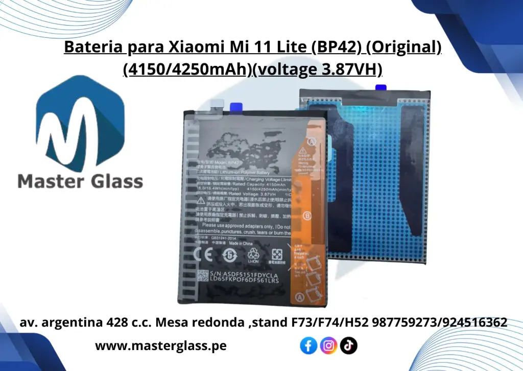 Bateria para Xiaomi Mi 11 Lite (BP42)(4150/4250mAh)(voltage 3.87VH)
