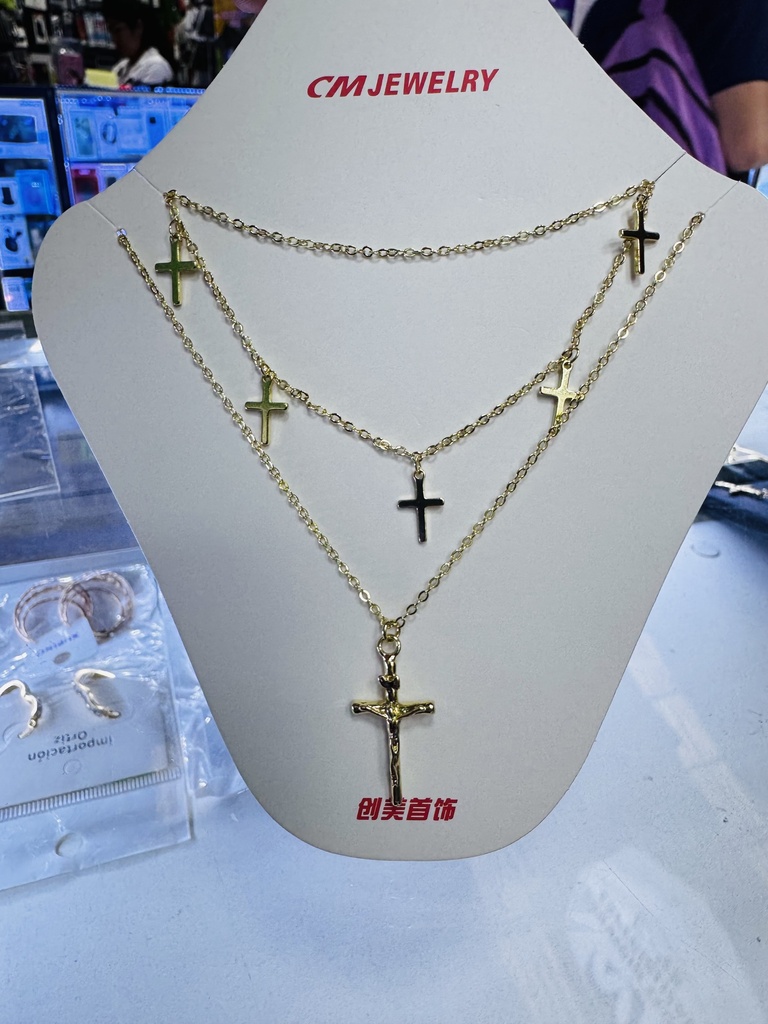 COLLAR ACERO ANTIALERGICO CRUZ 3 EN 1