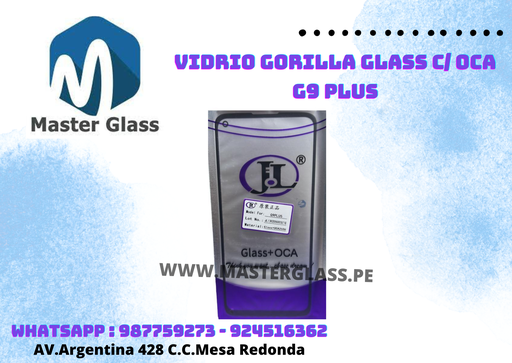 Vidrio Gorilla Glass C/ Oca Motorola G9 Plus
