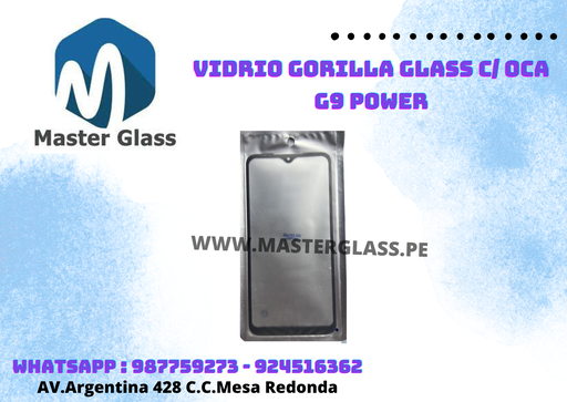 Vidrio Gorilla Glass C/ Oca Motorola G9 Power