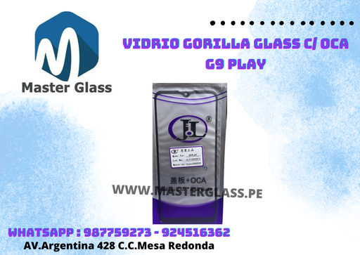 Vidrio Gorilla Glass C/ Oca Motorola G9 Play