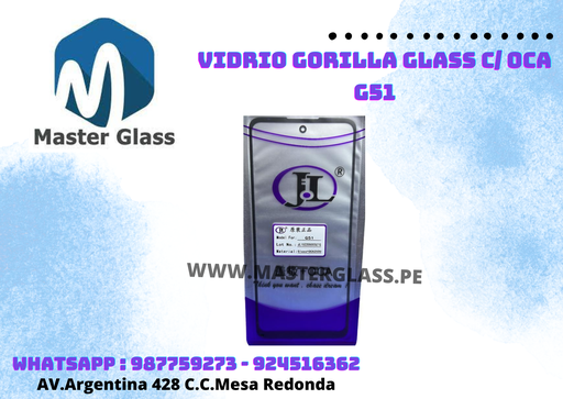 Vidrio Gorilla Glass C/ Oca Moto G51/G60/G60S