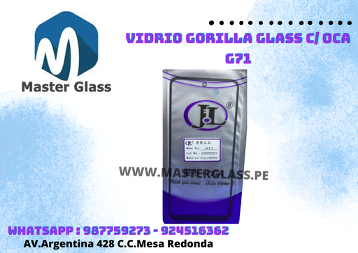 Vidrio Gorilla Glass C/ Oca Moto G71/G31