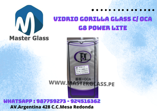 Vidrio Gorilla Glass C/ Oca Moto G8 power lite