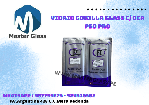 Vidrio Gorilla Glass C/ Oca Huawei P50 Pro