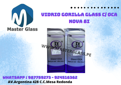 Vidrio Gorilla Glass C/ Oca Huawei NOVA 8I/ HONOR 50 LITE