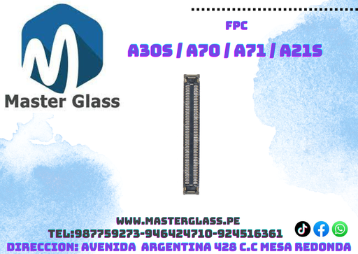 Conector de Placa FPC Samsung A30S / A70 / A71 / A21S / S20Fe