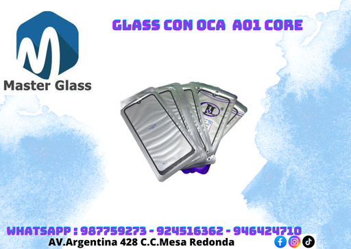 Vidrio Gorilla Glass C/ Oca Samsung A01 Core