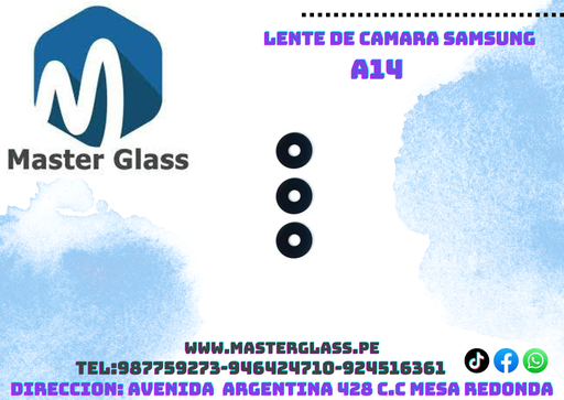 Lente de camara Samsung A14 (x3 unidades)