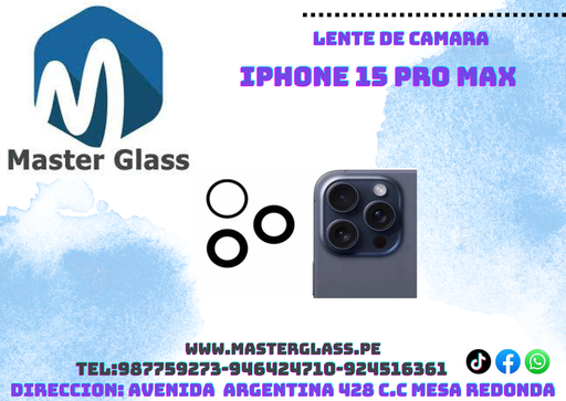 Lente de Cámara Iphone 15 Pro Max (X2)